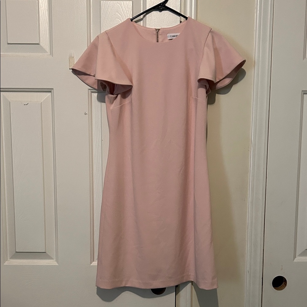 Calvin Klein Light Pink Mini Dress with Flutter Sleeves